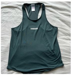 GYMSHARK Women's Racer Back Stretchy Tank in Olive Green Size Medium▪